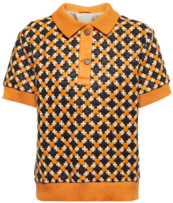 Leather polo top