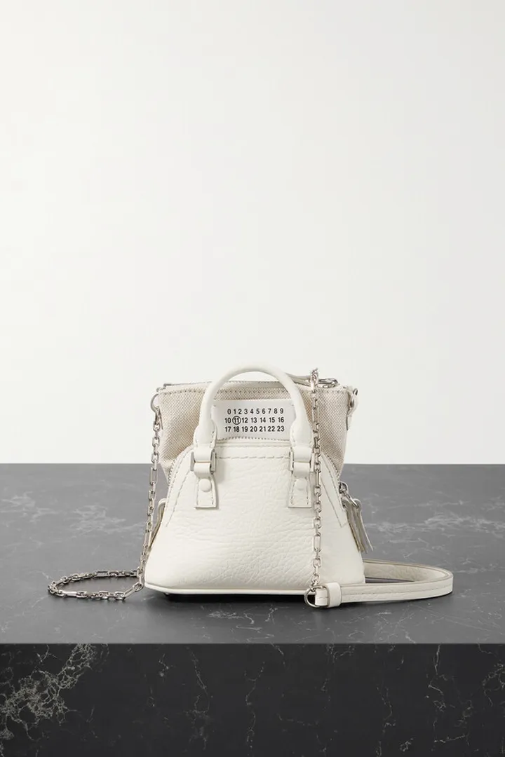 Maison Margiela - 5ac Baby Textured-leather And Cotton-canvas Shoulder Bag - White