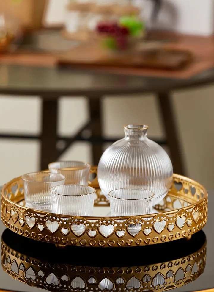 Gold Glass Mirror Display Tray