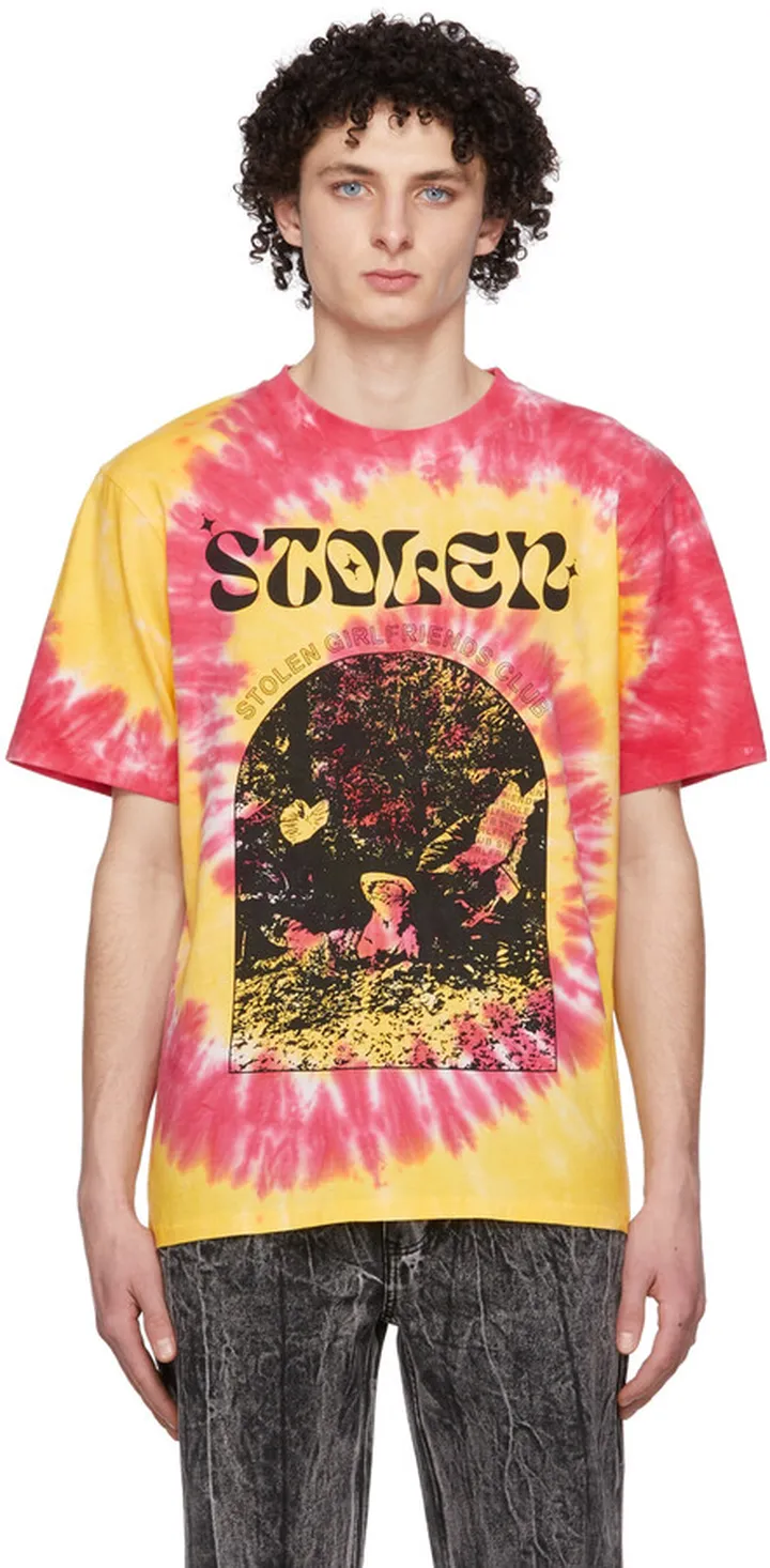 Stolen Girlfriends Club Pink & Yellow Stolen Arch Hill T-Shirt