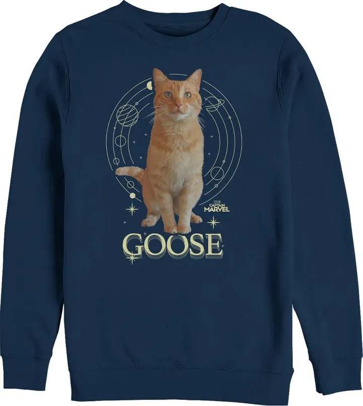 Men's Marvel Captain Marvel Goose Center of Universe Sweatshirt - Navy Blue - X Large