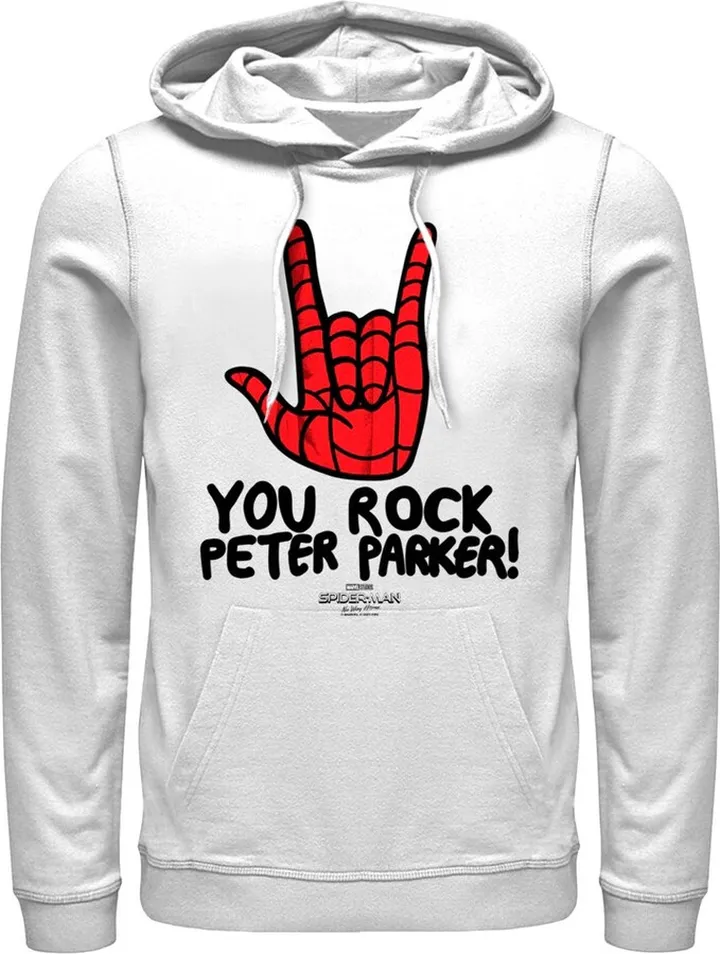 Men's Marvel Spider-Man: No Way Home You Rock Peter Parker Pull Over Hoodie - White - Medium