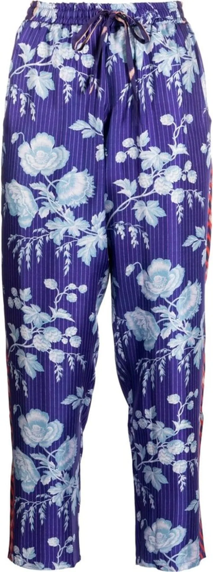 Silk Graphic-Print Trousers