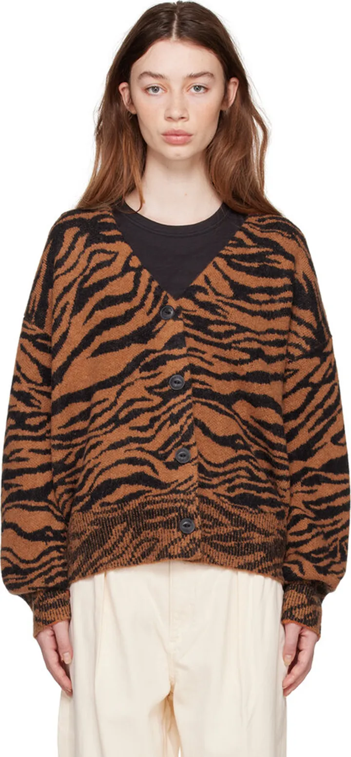 rag & bone Black & Orange Sarah Tiger Cardigan