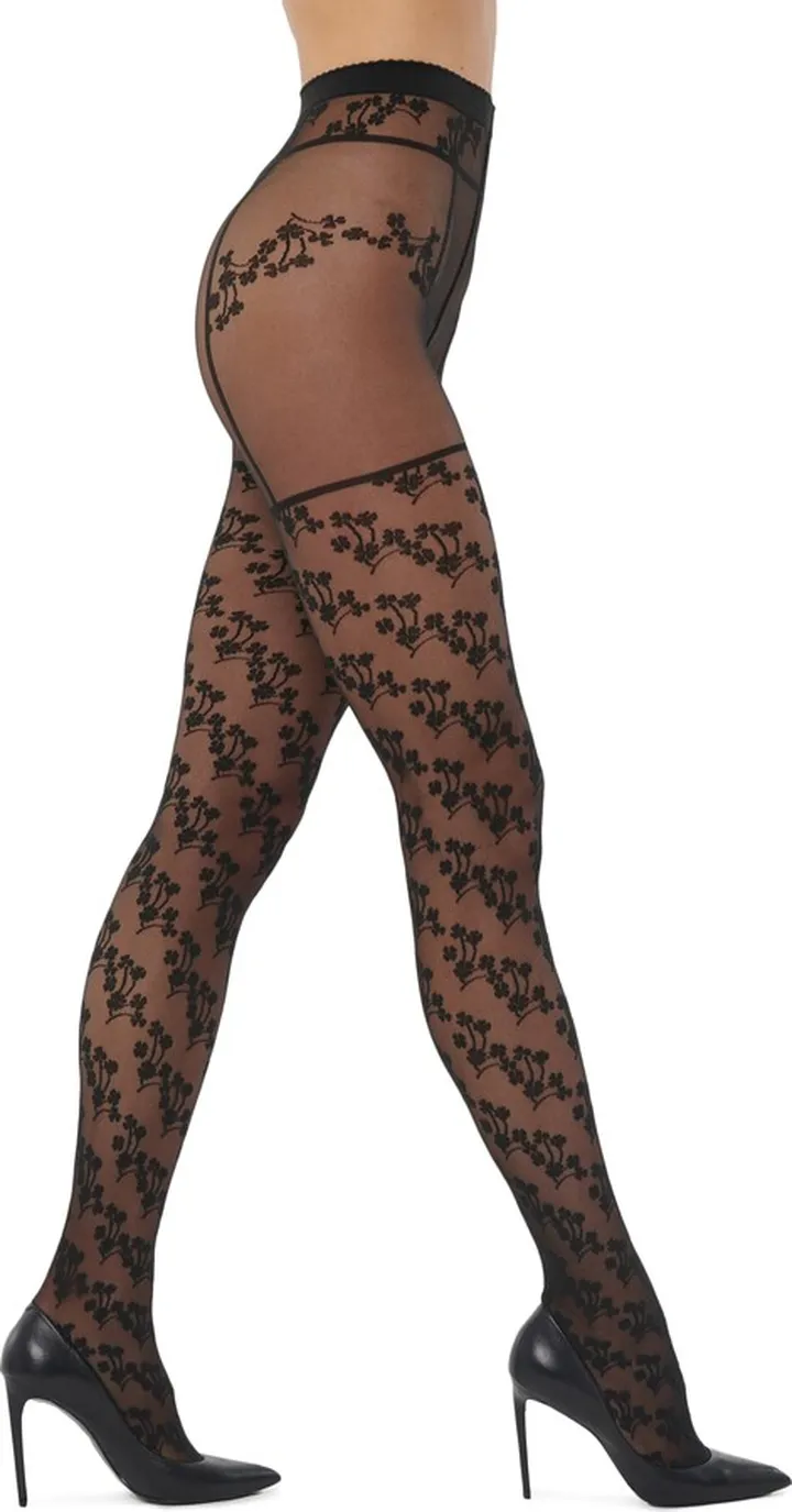 Floral Faux Garter Tights