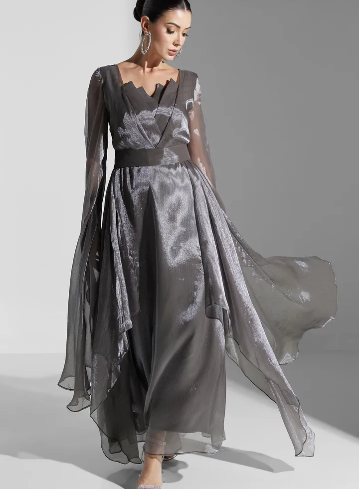 Cape Sleeve Flare Dress