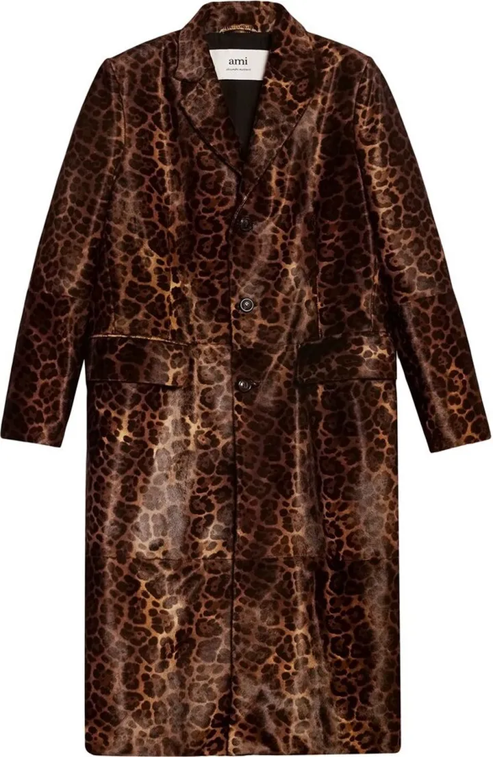 Leopard-Print Button-Front Coat