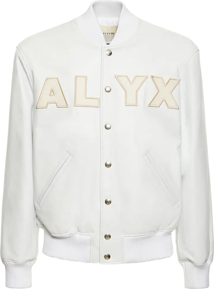 Logo leather varsity jacket