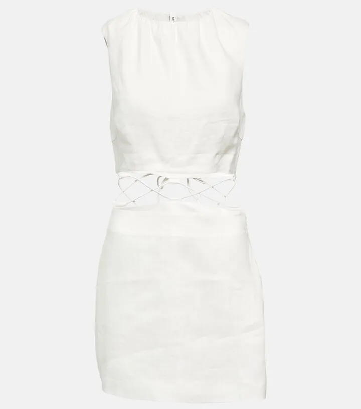 Cut-out linen minidress