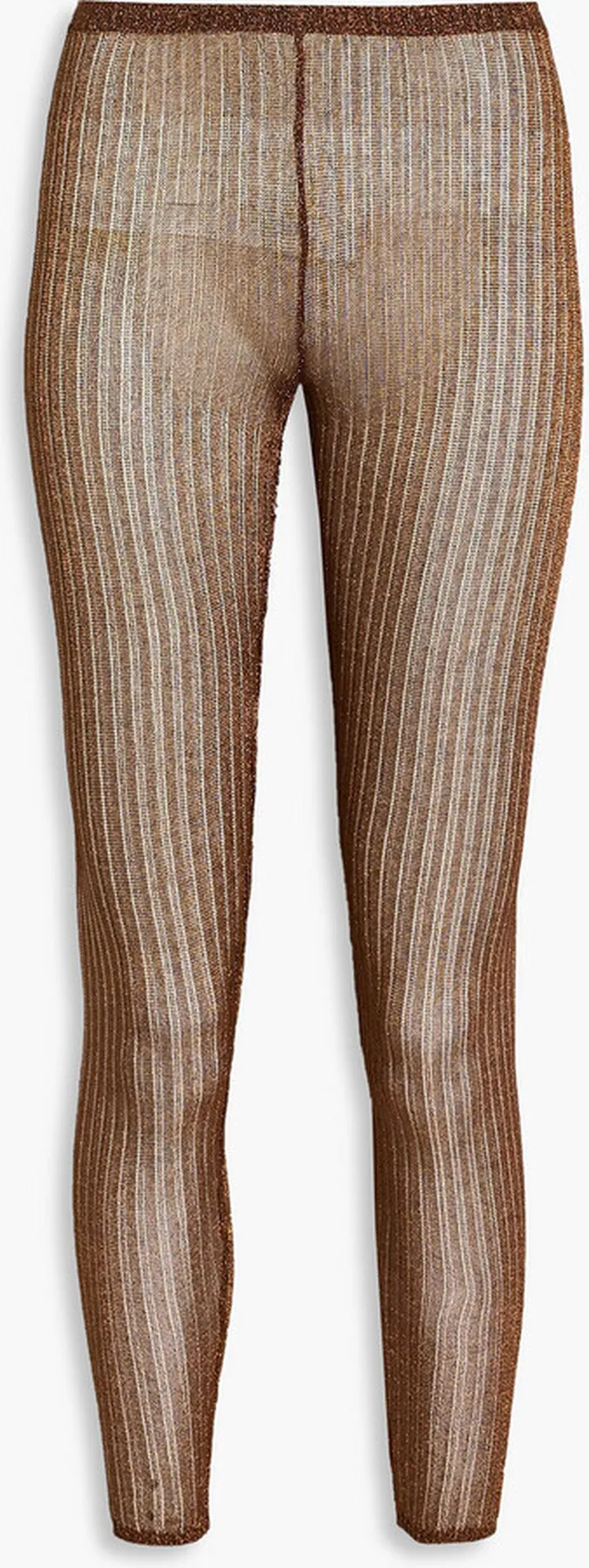 Metallic crochet-knit leggings