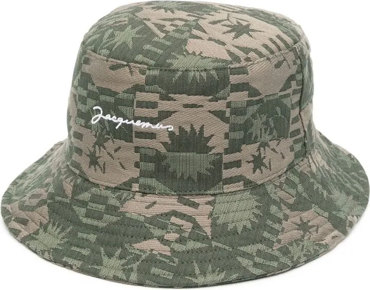 Patterned-Jacquard Bucket Hat