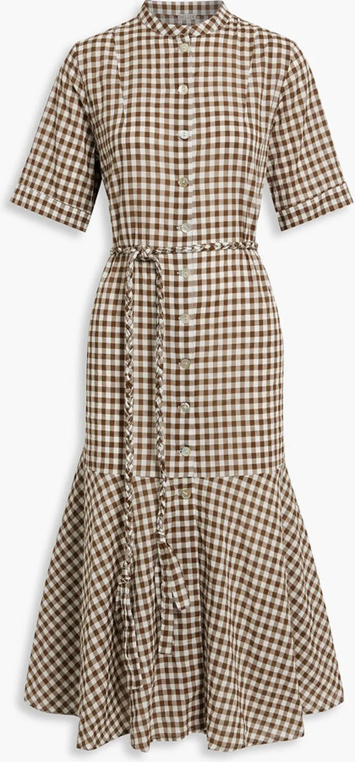 Valencia gingham cotton-blend gauze midi dress