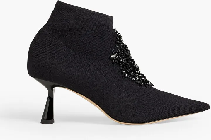Saber 65 crystal-embellished stretch-knit ankle boots
