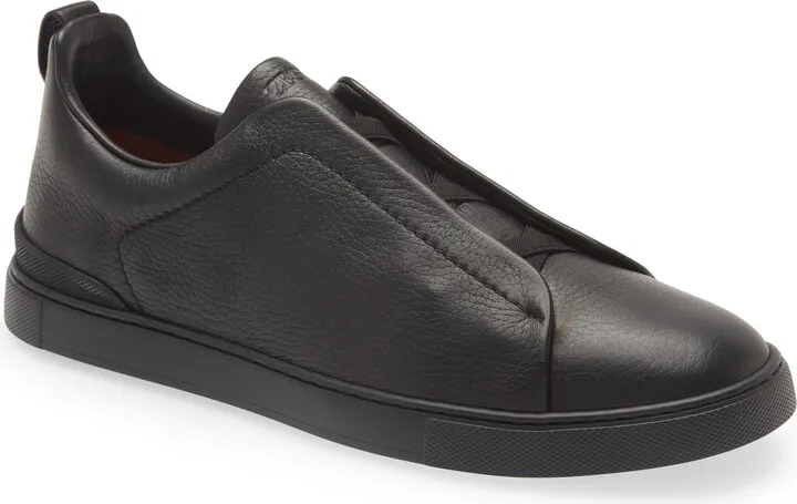 Triple Stitch Deerskin Leather Slip-On Sneaker