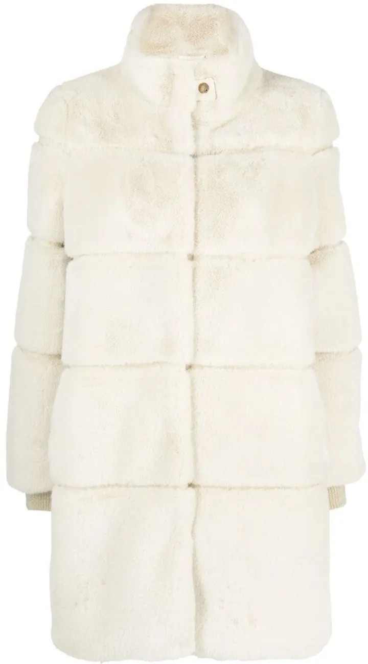Faux-Shearling Button-Up Coat