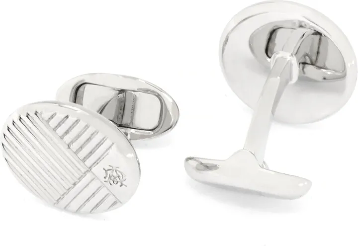 Dunhill AD Diagonal Sterling Silver Cufflinks JNC32J6K