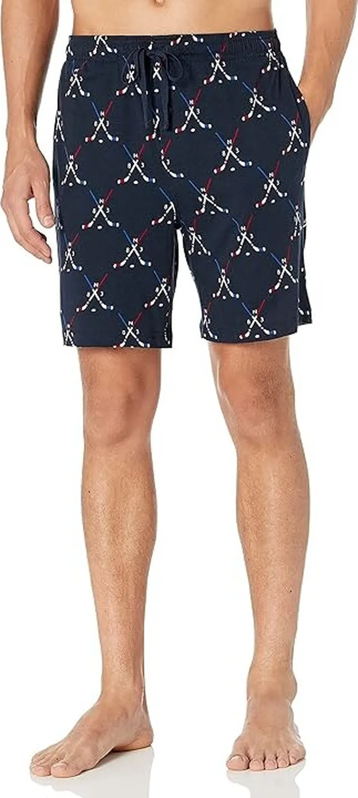 Nautica Men's Soft Knit 100% Cotton Elastic Waistband Sleep Lounge Short (Deep Blue) Pajama