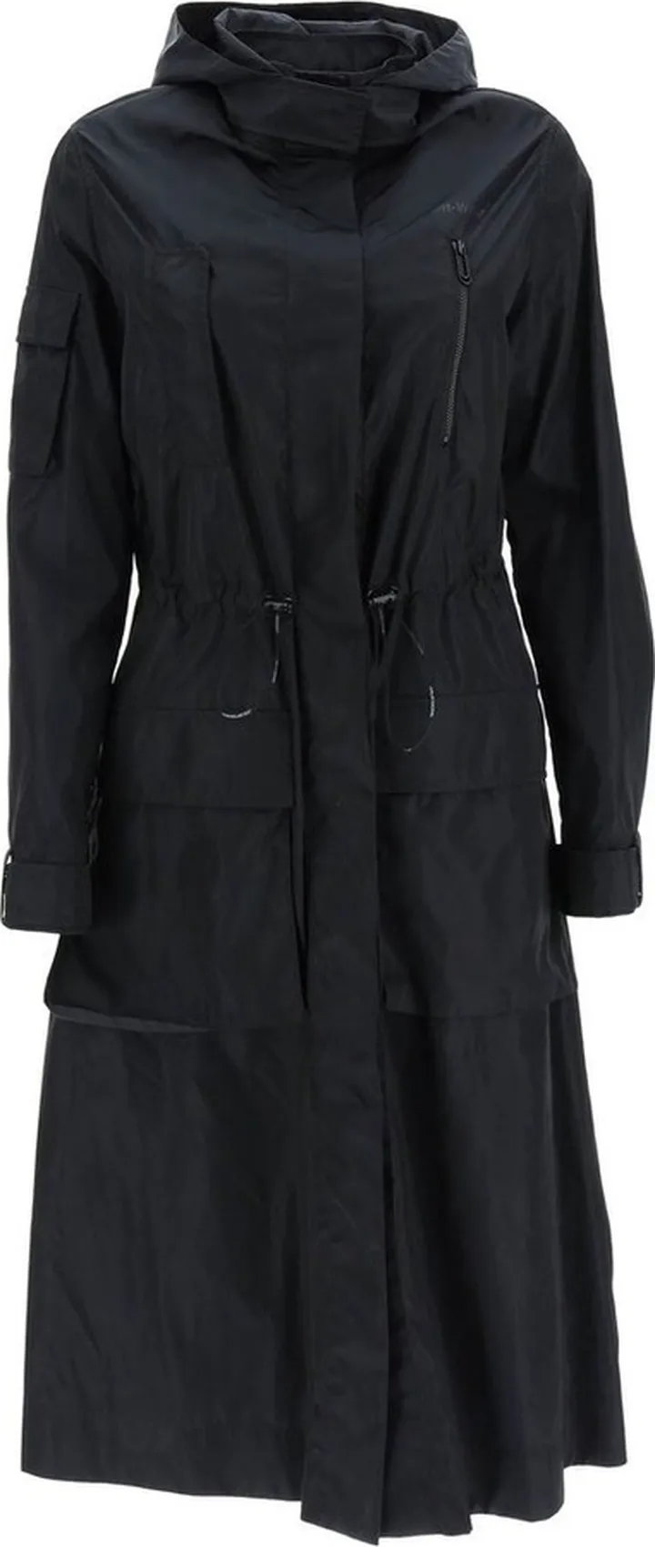 Off-White Diag-Stripe Long-Sleeved Hooded Raincoat