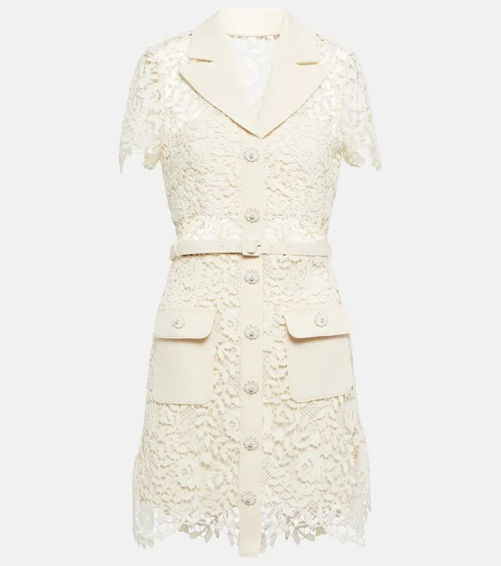 Belted floral lace minidress