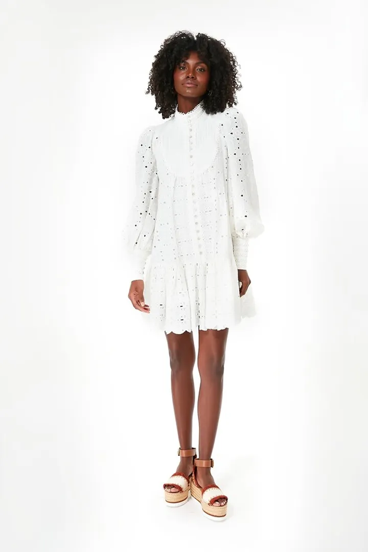 White Evie Mini Shirt Dress