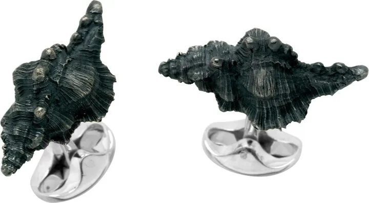 Deakin & Francis - Deakin & Francis Sterling Silver Black Seashell Cufflinks