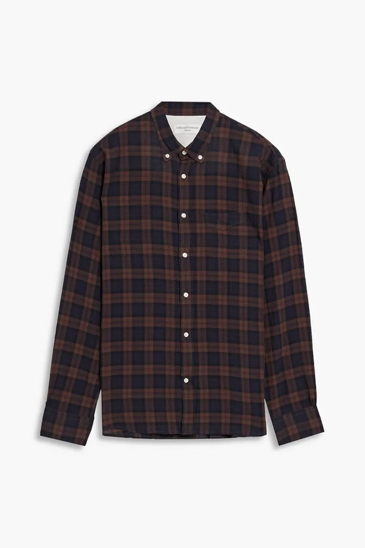 Checked cotton-blend voile shirt