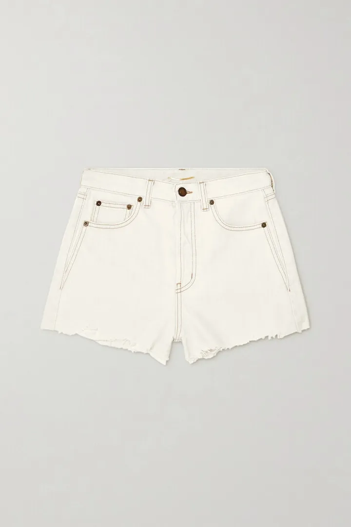 SAINT LAURENT - Distressed Denim Shorts - White