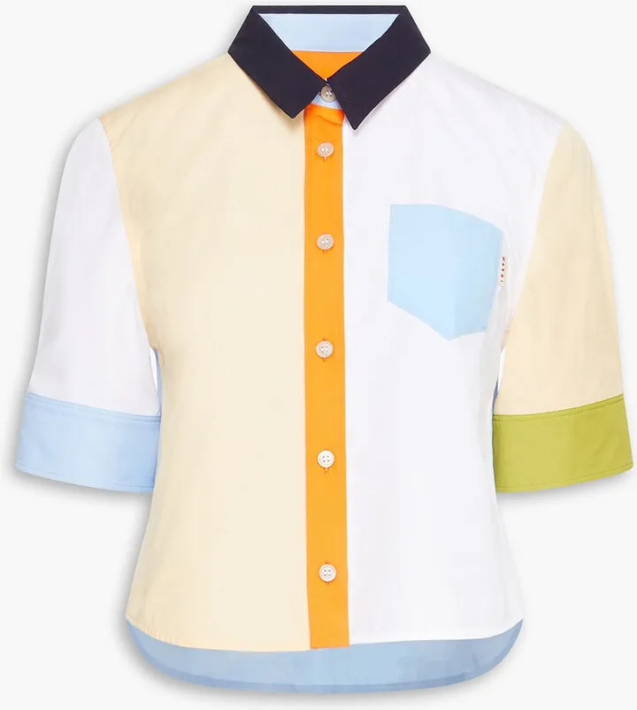 Color-block cotton-poplin shirt