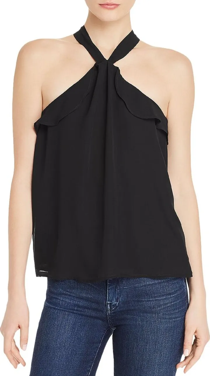 Womens Ruffled Sleeveless Halter Top