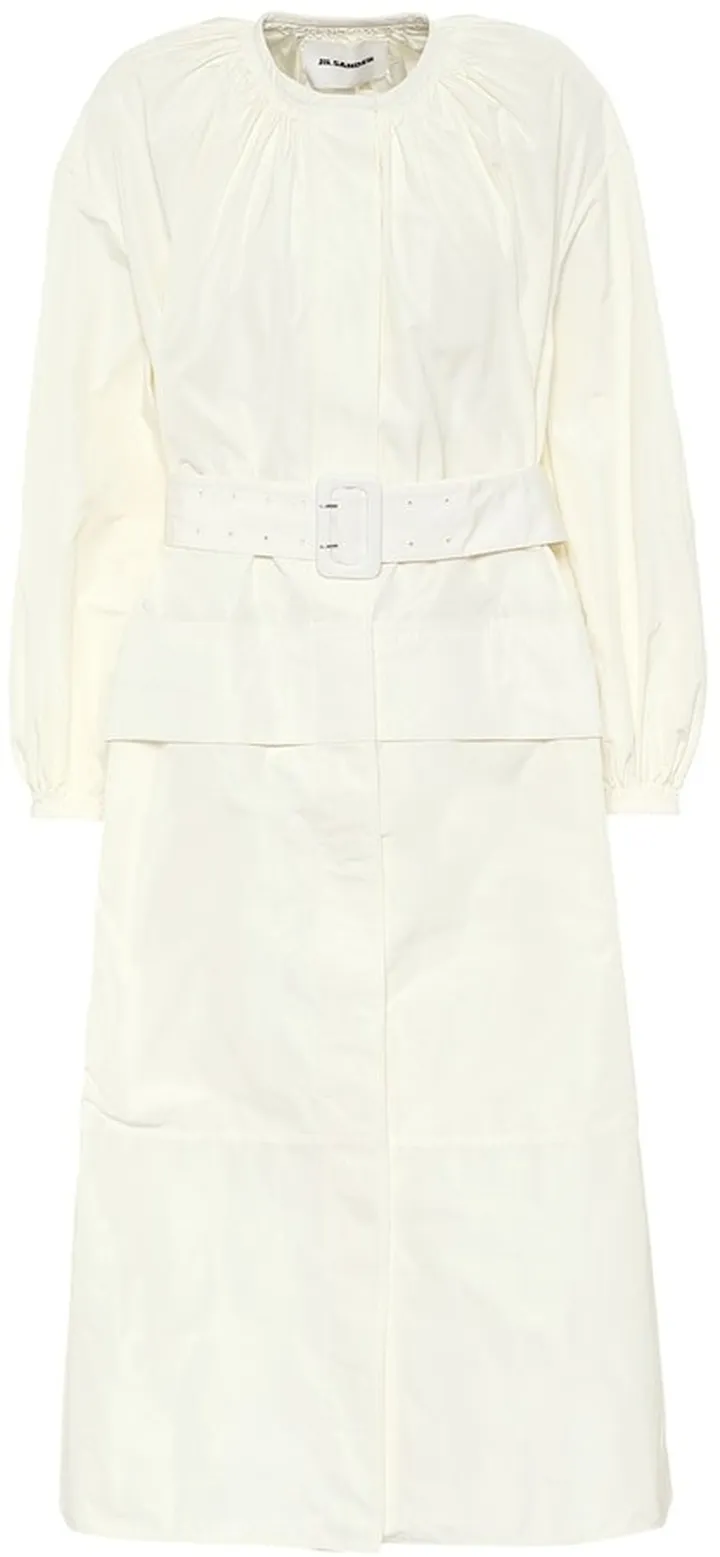 Belted poplin midi dress