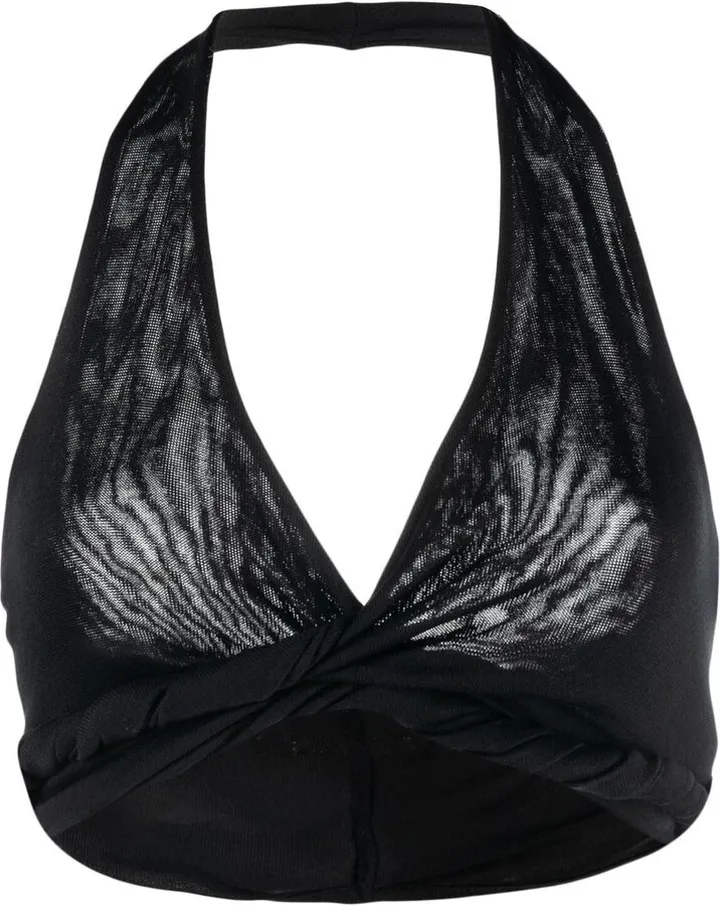 Twist-Detailed Halterneck Cropped Top