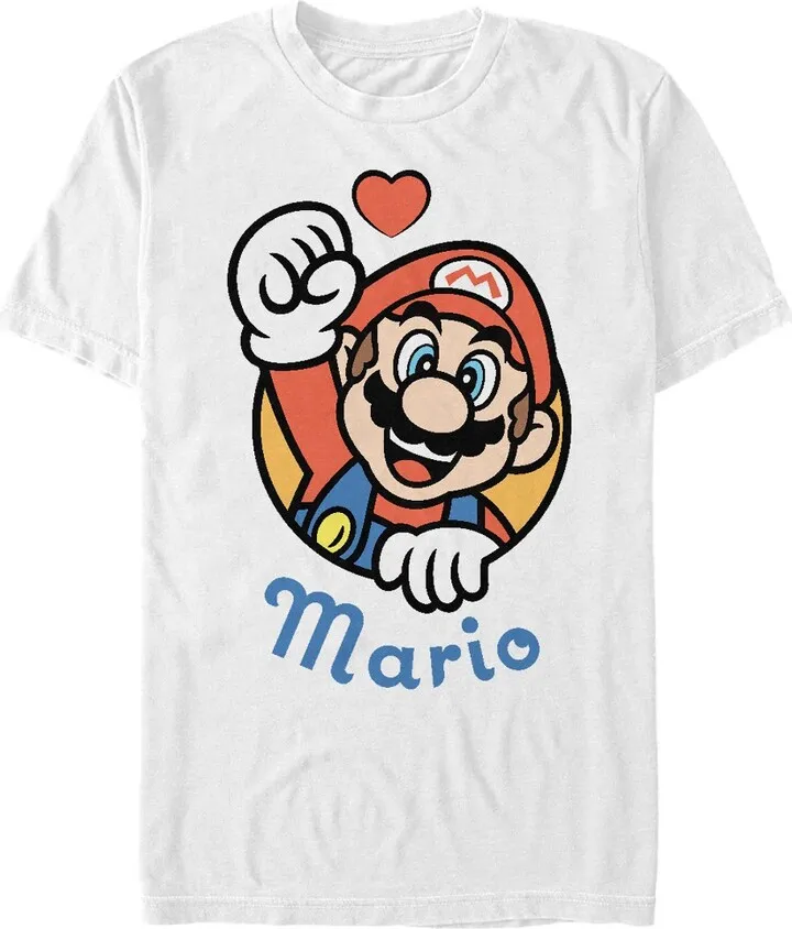 Men's Nintendo Mario Heart Portrait T-Shirt - White - Small