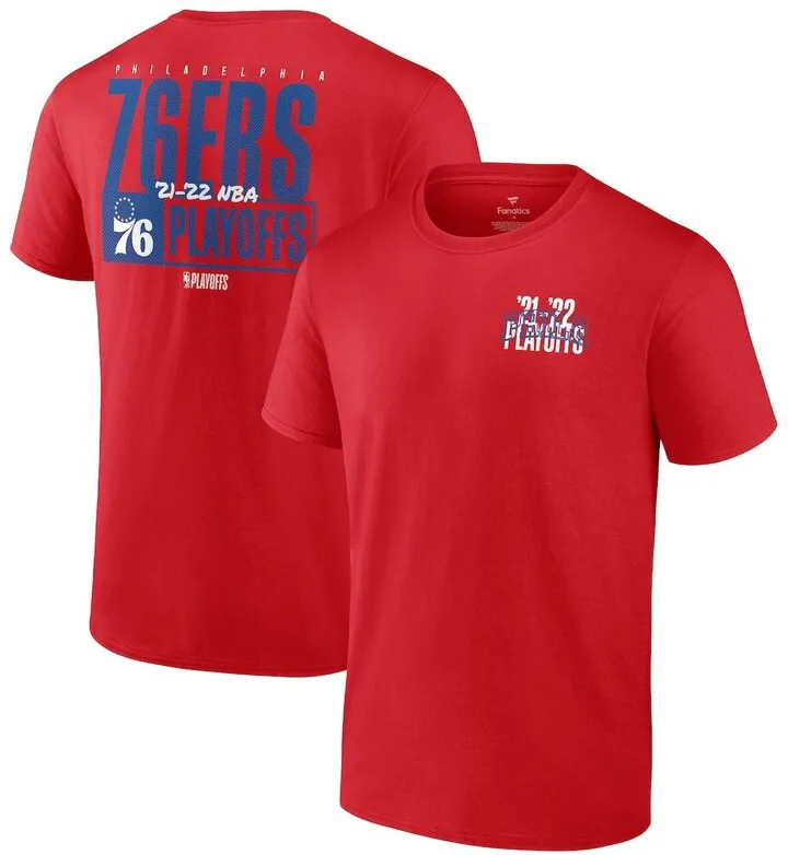 Men's Fanatics Red Philadelphia 76ers 2022 Nba Playoffs Dunk T-shirt