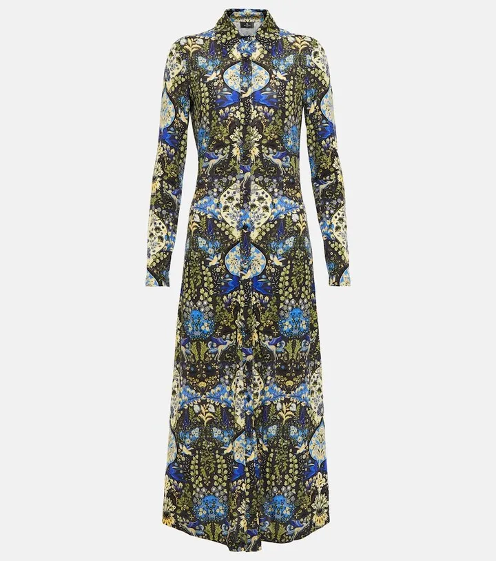 Printed jersey midi shirt dress