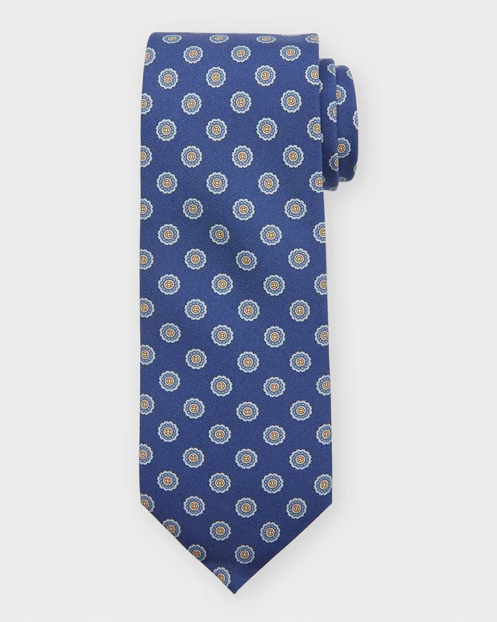 Men's Medallion-Print Silk Tie