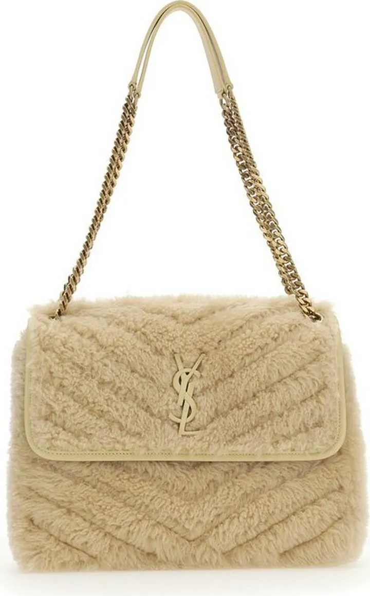 Saint Laurent Logo Plaque Textured Shoulder Bag