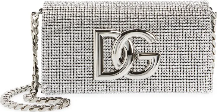 DG Logo Crystal Mesh Shoulder Bag
