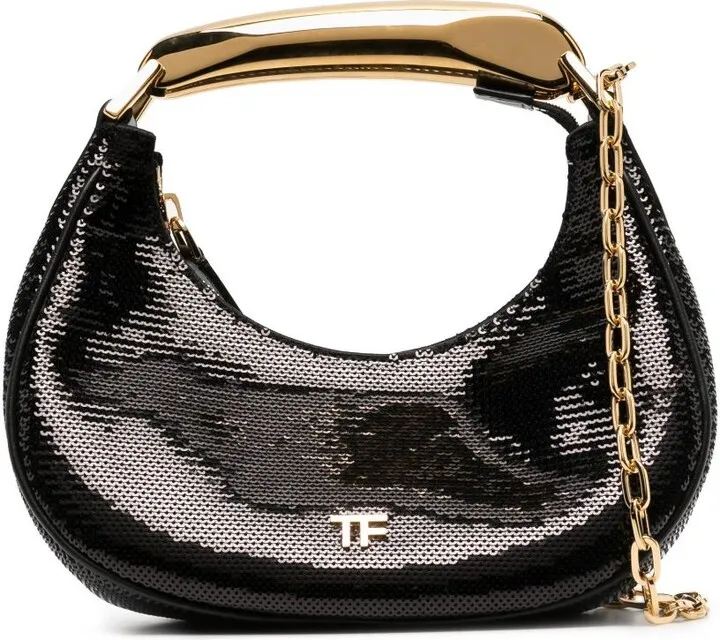 Black Sequin Leather Mini Bag