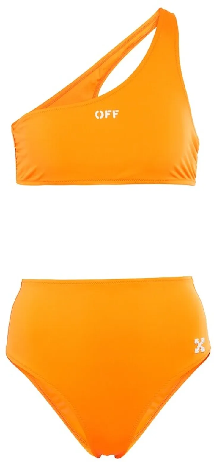 Logo one-shoulder bikini