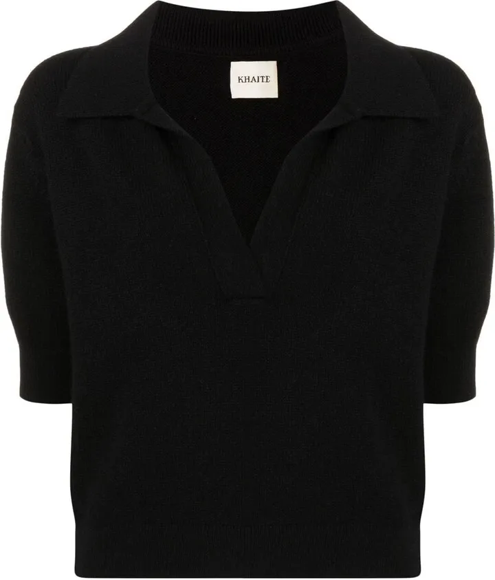 Spread-Collar Knit Top