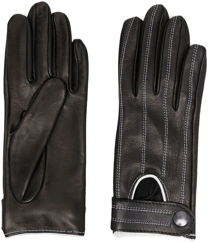 Stitch-Detail Leather Gloves