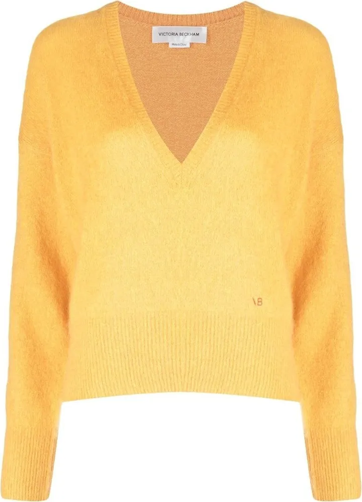 ribbed-knit V-neck jumper