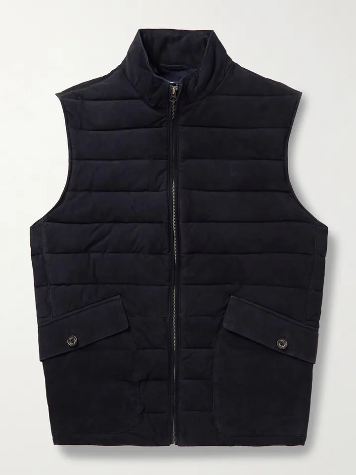 Padded Quilted Suede Gilet