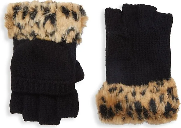 Wool Blend Faux Fur Convertible Gloves