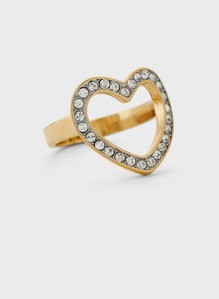 Crystal Heart Frame Ring
