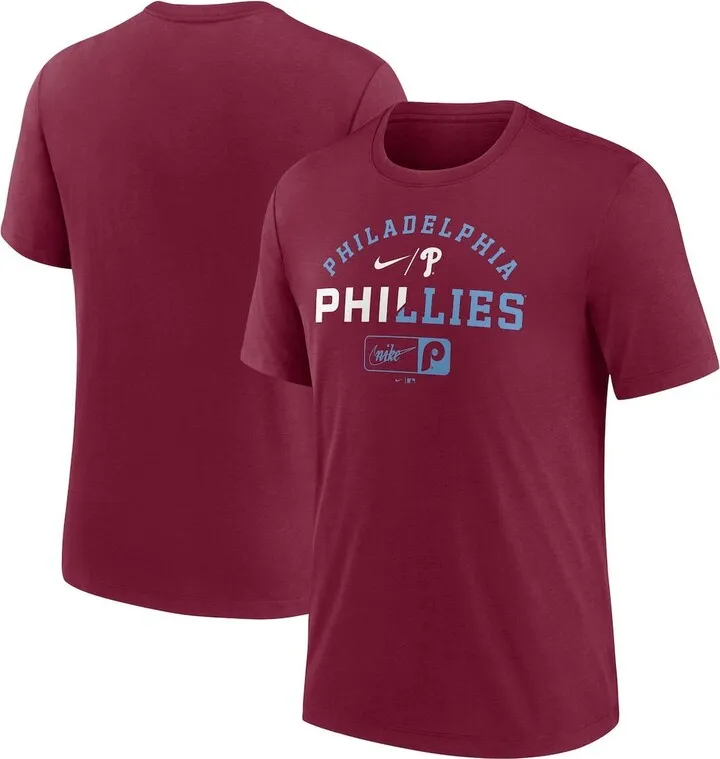 Men's Nike Burgundy Philadelphia Phillies Rewind Review Slash Tri-Blend T-shirt