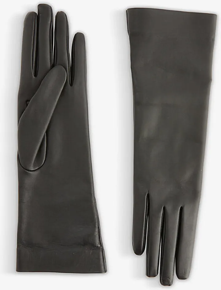 Womens Nero Cuff-length Leather Gloves