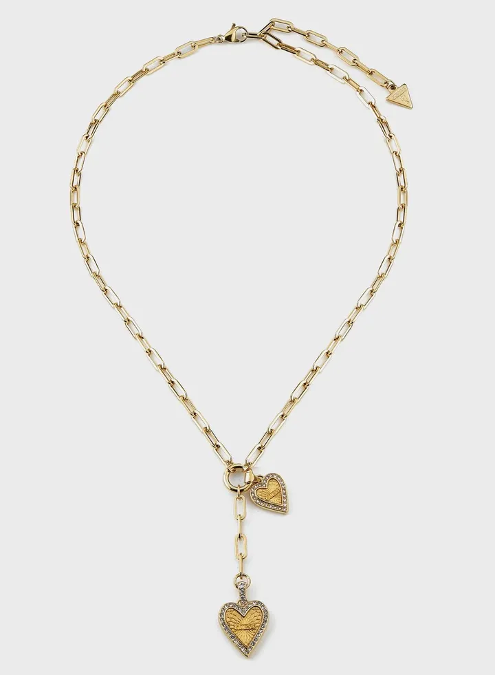 Double Heart Paperlinks Chain Necklace