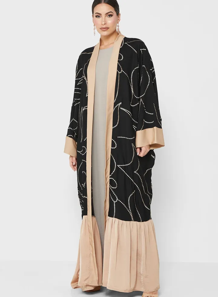 Color Block Cape Sleeve Abaya