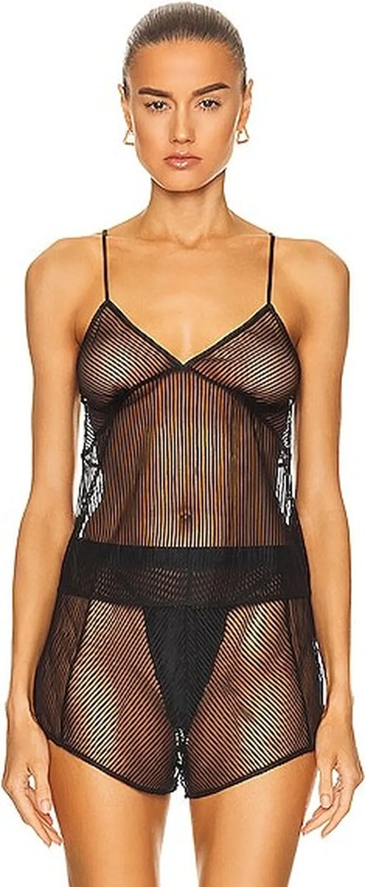 Kiki de Montparnasse Striped Lace Cami in Black